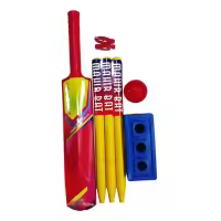 Plastic Cricket Bat Stamp Ball Set For Kids Multicolor - Introduce Kids To Cricket With The Plastic Cricket Bat Stamp Ball Set